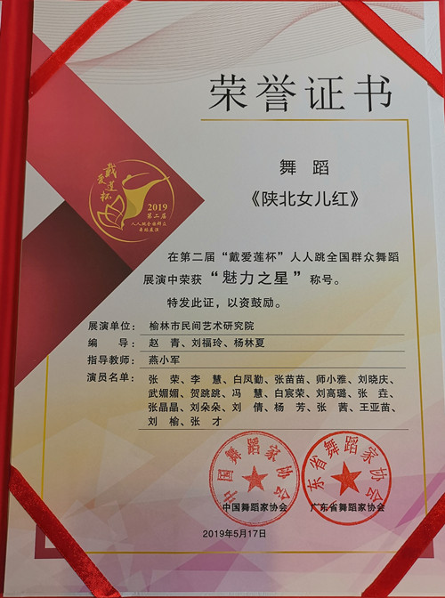 我省两节目获第二届戴爱莲杯人人跳全国群众舞蹈展演魅力之星荣誉大奖